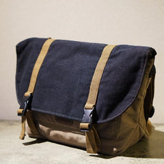 Black Green Canvas Large Messenger Bag Crossbody Bag Black Canvas Satchel Bag For Men - iwalletsmen