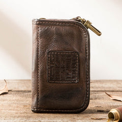 Black Leather Mens Key Holder Wallet Car Key Wallet Key Holder Card Holder For Men - iwalletsmen