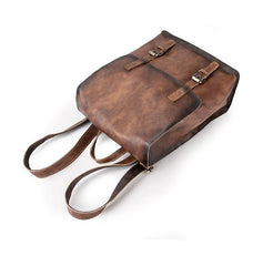 Fashion Brown LEATHER MEN'S College Backpack Travel Backpack Satchel School Backpack For Men - iwalletsmen