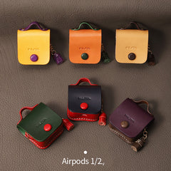 Red Leather AirPods Pro Case with Tassels Red Leather AirPods 1/2 Case Airpod Case Cover
