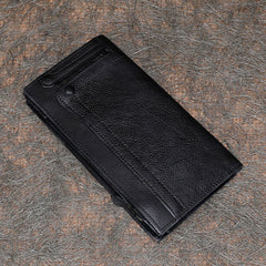 Handmade Leather Mens Cool Long Leather Wallet Bifold Clutch Wallet for Men