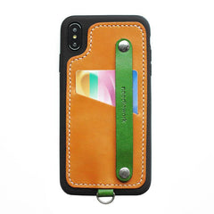 Handmade Red Leather iPhone X Case with Card Holder CONTRAST COLOR iPhone X Leather Case - iwalletsmen