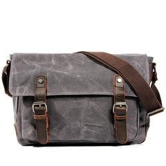 Army Green Waxed Canvas Side Bag Mens Cycling Canvas Messenger Bags For Men - iwalletsmen