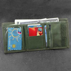 BADASS ARMY GREEN Canvas MENS TRIFOLD SMALL BIKER WALLETS CHAIN WALLET WALLET WITH CHAINS FOR MEN - iwalletsmen