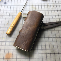 Handmade Leather Brown Tooled Prajna Mens JAC Vapour SERIES-B DNA 75W Holder Cigarette Case for Men - iwalletsmen
