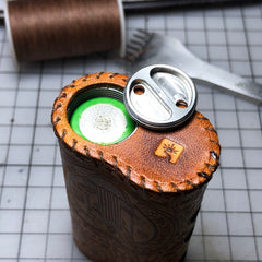 Handmade Tooled Grid Leather Brown Mens DICODES 21700 Holder Cigarette Case for Men - iwalletsmen