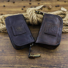 Brown Leather Men's Key Wallet Car Key Case Black Leather Key Holder For Men - iwalletsmen