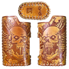 Handmade Leather Tooled Reindeer Brown Mens LA PETITE BOX Holder Cigarette Case for Men - iwalletsmen