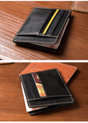 Black Mens Slim Card Holder Front Pocket Wallet Minimalist Card Wallet For Men
