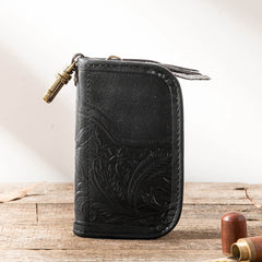 Black Leather Mens Key Holder Wallet Car Key Wallet Key Holder Card Holder For Men - iwalletsmen