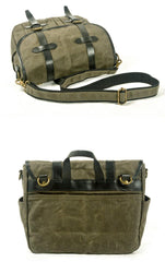 Army Green Waxed Canvas Leather Mens Cycling Messenger Bags Army Green Canvas Side Bag For Men - iwalletsmen