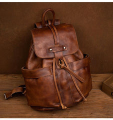 Cool Brown Mens Leather 15inchs Laptop Backpacks Travel Backpacks School Backpacks for men - iwalletsmen