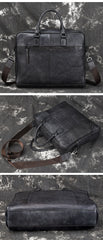 Vintage Leather Mens Briefcase Postman Bag 14inch Laptop Bag Handbag Work Bag For Men - iwalletsmen