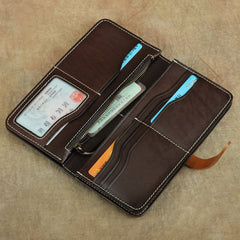 Handmade Womens Leather Long Wallet Bifold Long Wallets Card Wallet Clutch Wallet for Ladies - iwalletsmen