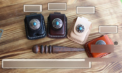 Handmade Mens Brown Leather Classic Zippo Lighter Cases Belt Zippo Lighter Holder with Belt Clip - iwalletsmen