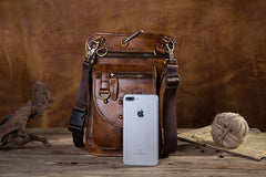 Cool Leather Brown Men's Biker Drop Leg Bag Belt Pouch Black Waist Bag Side Bag For Men - iwalletsmen
