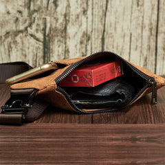 Cool Leather Brown Men's Sling Bag Chest Bag Black Crossbody Backpack For Men - iwalletsmen