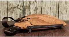 Cool Leather Brown Men's Sling Bag Chest Bag Black Crossbody Backpack For Men - iwalletsmen