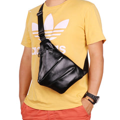 Cool Leather Brown Men's Sling Bag Chest Bag Black Crossbody Backpack For Men - iwalletsmen