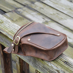 Cool Brown Leather Men's Belt Bag Waist Bag Motorcycle Bag Belt Pouch For Men - iwalletsmen