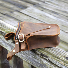 Cool Brown Leather Men's Belt Bag Waist Bag Motorcycle Bag Belt Pouch For Men - iwalletsmen
