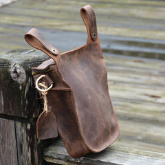 Cool Brown Leather Men's Belt Bag Waist Bag Motorcycle Bag Belt Pouch For Men - iwalletsmen