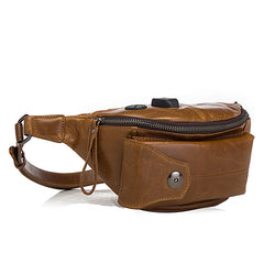 Vintage Brown Leather Men's Fanny Packs Hip Pack Waist Bag For Men - iwalletsmen