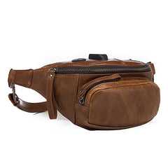 Vintage Brown Leather Men's Fanny Packs Hip Pack Waist Bag For Men - iwalletsmen