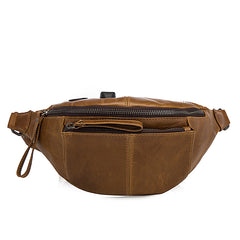 Vintage Brown Leather Men's Fanny Packs Hip Pack Waist Bag For Men - iwalletsmen