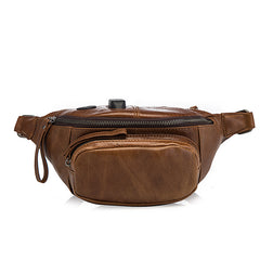 Vintage Brown Leather Men's Fanny Packs Hip Pack Waist Bag For Men - iwalletsmen