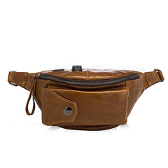 Vintage Brown Leather Men's Fanny Packs Hip Pack Waist Bag For Men - iwalletsmen
