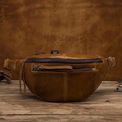 Vintage Brown Leather Men's Fanny Packs Hip Pack Waist Bag For Men - iwalletsmen