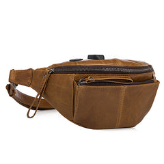 Vintage Brown Leather Men's Fanny Packs Hip Pack Waist Bag For Men - iwalletsmen