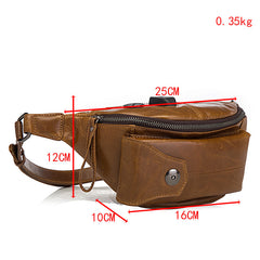 Vintage Brown Leather Men's Fanny Packs Hip Pack Waist Bag For Men - iwalletsmen