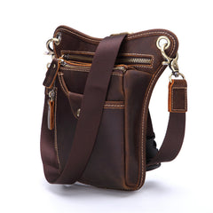 Vintage Brown Leather Men's Belt Pouch Drop Leg Bags Small Side Bag For Men - iwalletsmen