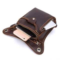 Vintage Brown Leather Men's Belt Pouch Drop Leg Bags Small Side Bag For Men - iwalletsmen