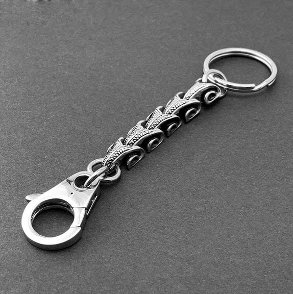 Stainless Steel DRAGON KEYCHAIN BIKER SILVER Key CHAIN SILVER Jeans Chain Jean Chain FOR MEN - iwalletsmen