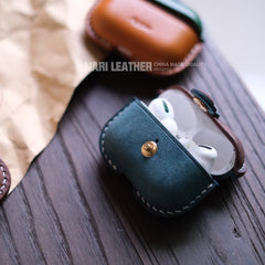 Personalized Blue&Purple Leather AirPods Pro Case Custom Purple&Blue Leather Pro AirPods Case Airpod Case Cover