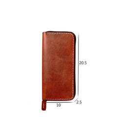 Cool Leather Mens Black Long Wallet Brown Handmade Zipper Wallet Long Wallet For Men - iwalletsmen