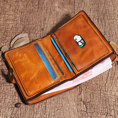 Pleated Leather Mens Vertical Black billfold Wallet Men Brown Small Bifold Wallets for Men - iwalletsmen