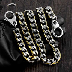 18'' SOLID STAINLESS STEEL BIKER SILVER GOLD WALLET CHAIN LONG PANTS CHAIN Jeans Chain Jean Chain FOR MEN - iwalletsmen