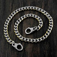 18'' SOLID STAINLESS STEEL BIKER SILVER GOLD WALLET CHAIN LONG PANTS CHAIN Jeans Chain Jean Chain FOR MEN - iwalletsmen