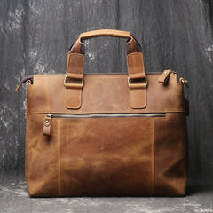 Leather Mens Briefcase 13inch Laptop Handbag Work Bag Business Bag Shoulder Bag For Men - iwalletsmen