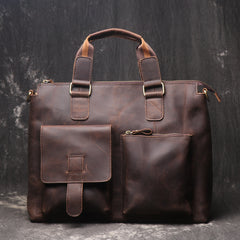 Leather Mens Briefcase 13inch Laptop Handbag Work Bag Business Bag Shoulder Bag For Men - iwalletsmen