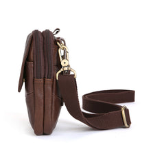 Vintage Brown Leather Men's Belt Pouch Cell Phone Holster Mini Side Bag For Men - iwalletsmen