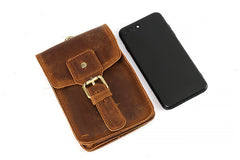 Vintage Brown Leather Men's Belt Pouch Cell Phone Holster Belt Bag For Men - iwalletsmen
