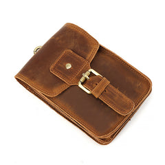 Vintage Brown Leather Men's Belt Pouch Cell Phone Holster Belt Bag For Men - iwalletsmen
