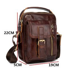 Vintage Black Leather Men's Small Vertical Side Bag Brown Shoulder Bag Handbag For Men - iwalletsmen