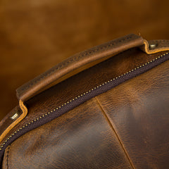 Vintage Brown Leather Mens Small Vertical Side Bags Shoulder Bags Messenger Bag For Men - iwalletsmen