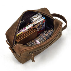 Portable Vintage Mens Leather Zipper Clutch Purse Bag Clutch Bag For Men - iwalletsmen